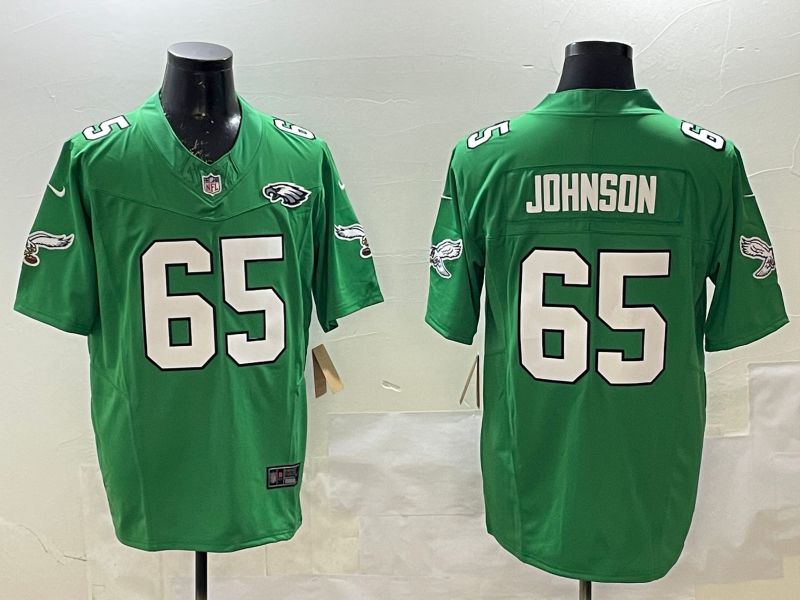 Men Philadelphia Eagles #65 Johnson Green Retro three generations 2025 Nike Limited NFL Jersey style 6